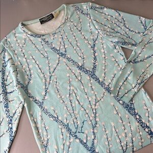 Givenchy Sport P Willow Plant Shirt Long Sleeve Light Blue Vintage Size Medium